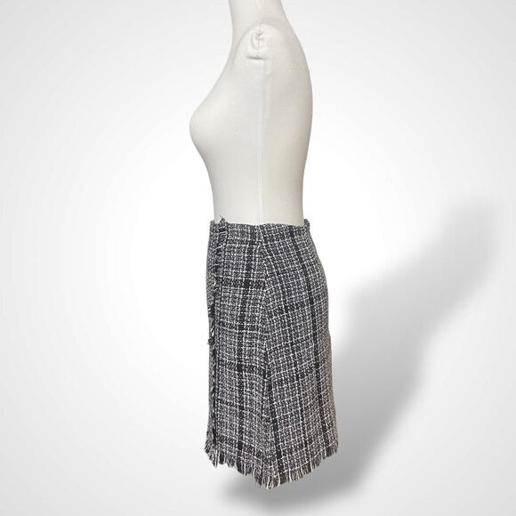 Shein Tweed Mini Skirt Black White Plaid Women Size L Academia Preppy - Picture 2 of 8